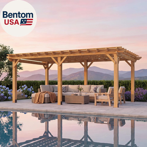 Cedar wood pergola 12x20 - cedar,
