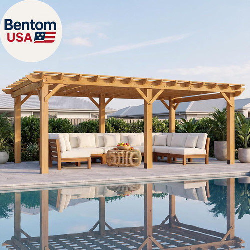 Cedar wood pergola 12x20 with - cedar,